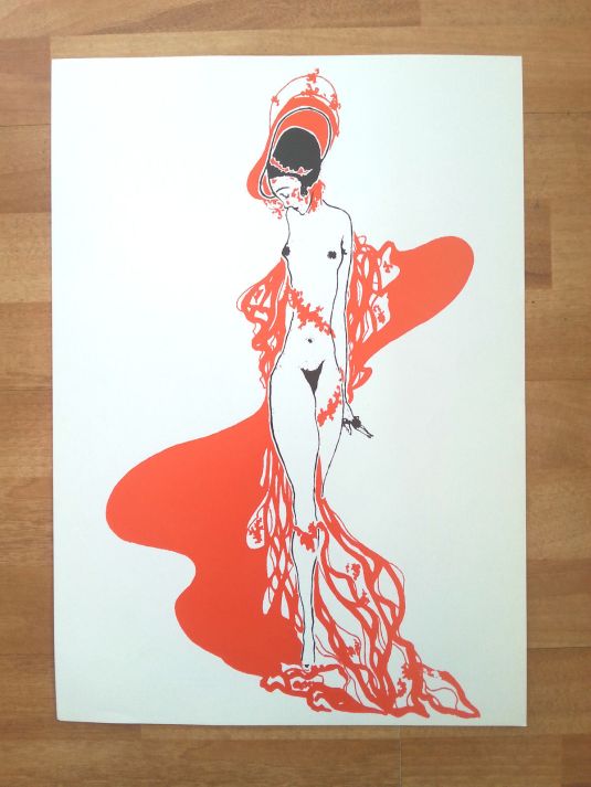 eros art nouveau Erotic vintage poster print rare Egon Schiele Aubrey Beardsley style
