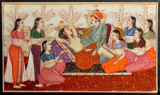 eros Fine antique Persian Indian Royal erotic miniature painting Jaipur school 1820